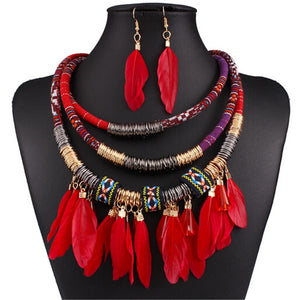 Exaggerated Feather Jewelry Set