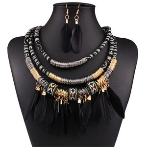 Exaggerated Feather Jewelry Set