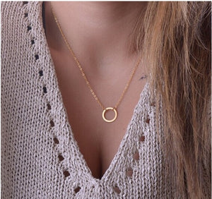 Gold Circle Lariat Pendant