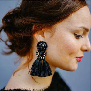 Bohemian Long Statement Tassel Drop Earrings